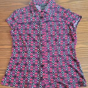 INC International Concepts Red Burgundy Black Button Down Shirt | Size: M